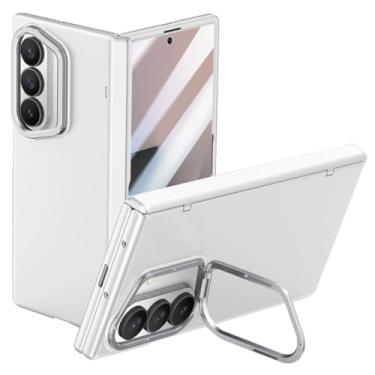 Imagem de LTLMYDAM Capa elegante para Samsung Galaxy Z Fold 7, protetor de tela frontal com dobradiça automática, capa de metal com função de suporte de câmera, branca, dobra 7