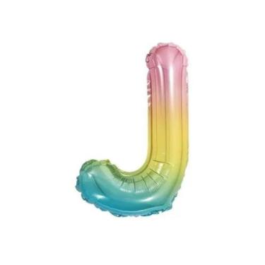 Imagem de Balão de Letra Gigante Metalizada Multicolor  - 75 cm - PartiuFesta, J