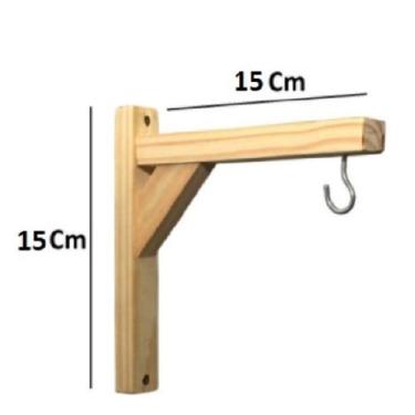 Imagem de Suporte Plantas Macramê Mão francesa Madeira Pinus Com Buchas e Parafu