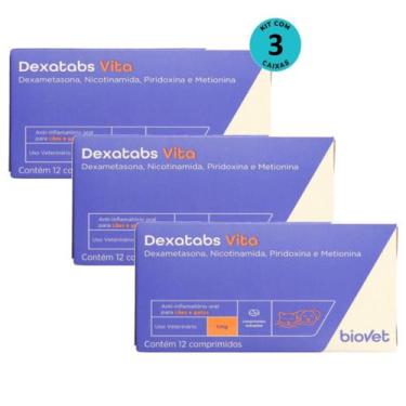 Imagem de Dexatabs Vita Para Cães E Gatos 1mg Com 12 Comp Kit Com 3 caixa