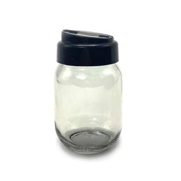 Imagem de Utilidades, 2 Pote De Vidro Farinheiro 268ml Porta Mantimentos Transparente Com Tampa De Plástico, Cor Variados, Polipropileno (Preto)