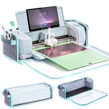 Imagem de IMAGINING Capa protetora contra poeira totalmente fechada com fundo resistente à água para Cricut Maker 4/3, Explore 4/3, Air 2 – Capa protetora com bolsos de armazenamento para acessórios