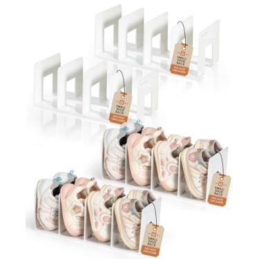 Imagem de Hpring — Pacote com 4 sapateiras infantis de acrílico transparente atualizado para crianças e bebês, organizador de sapatos infantil com 4 seções, tem espaço suficiente, prateleira de sapatos