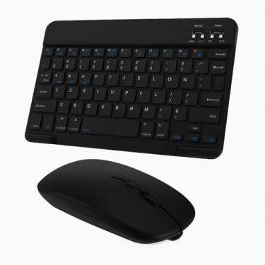 Imagem de Combo de teclado e mouse Bluetooth ultrafino, portátil, recarregável, teclado sem fio para tablet Android, celular, smartphone, iPhone, iPad mini, Pro Air - KDEZ.STORE (PRETO)