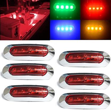 Imagem de JXOFROAD 6 peças 9,6 cm 4 LED de pesca noturna à prova d'água para barcos, luzes LED para barco interior deck 12 V, cabine de navegação de barco e luz de visão noturna (vermelha)
