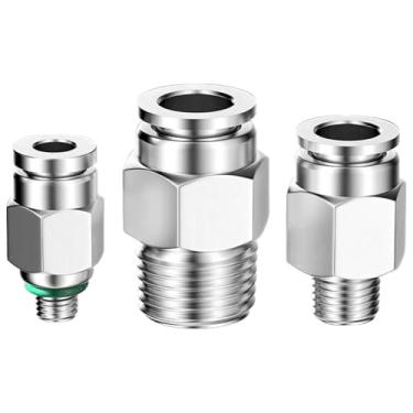 Imagem de NANLACH PNEUMATIC 304 Aço inoxidável macho reto 1/4 polegada OD x 1/16 polegada NPT Rosca Push to Connect Fittings (pacote com 5)
