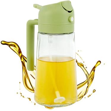 Imagem de Garrafa dispensadora de azeite de oliva para cozinha, pulverizador de óleo 2 em 1 para cozinhar, frasco de spray de óleo de vidro de 470 ml, pulverizador de azeite, dispensador de óleo de qualidade