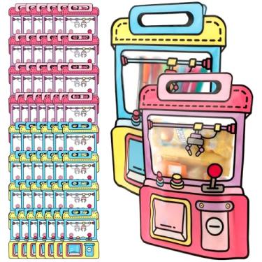 Imagem de 50 peças de sacos de guloseimas de desenho animado para crianças, formato de máquina de garra fofa, saco de selos de lanche de volta às aulas com alça, reutilizável para eventos de biscoitos e doces
