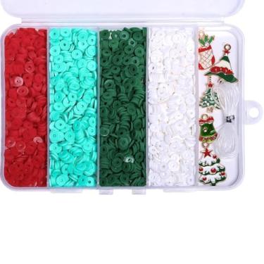 Imagem de THRELE Kit de fabricação de pulseiras de Natal, 3500 peças de contas de argila com cordão elástico e 5 pingentes aleatórios, presentes de Natal para adolescentes.