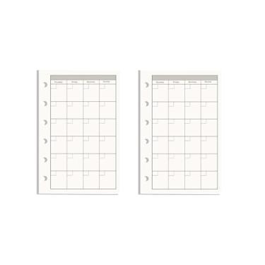 Imagem de NatSumeBasics A7 refil de papel de 7,6 cm x 12,7 cm sem data para fichário mensal, insere 90 folhas, 6 furos, bolso para diário de viagem pessoal (2 A7 mensais)