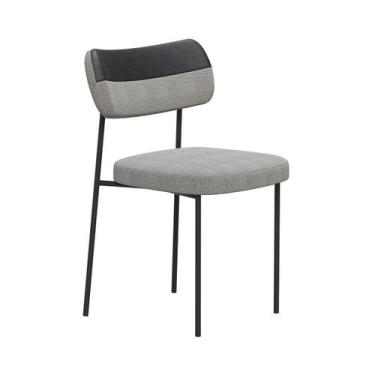 Imagem de Cadeira Estofada Mila Para Sala Jantar Gourmet em Aço-material sintéti