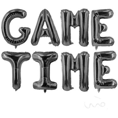 Imagem de Faixa de tempo de jogo, faixa de futebol americano, decoração de festa pendurada na hora do jogo para tema de futebol chá de bebê, festa reveladora de gênero, 40,6 cm (preto)
