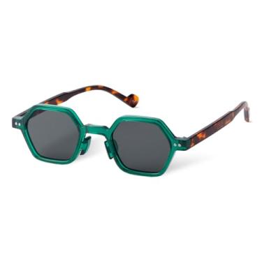 Imagem de Óculos de sol vintage com rebite, feminino, masculino, retrô, preto, lente azul, óculos de sol (5)