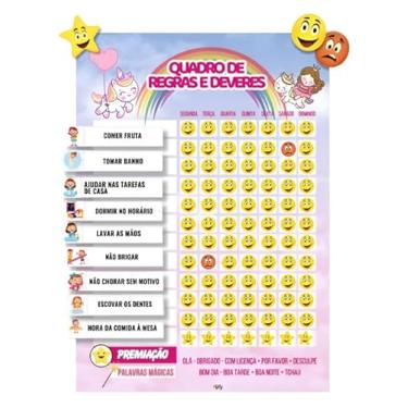 Imagem de Quadro de Rotinas Diárias e Tarefas Infantil Unicórnio A4 – Magnético Opfy