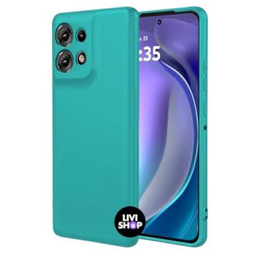 Imagem de Capa Case Capinha Compatível EDGE 60 fusion Silicone Com Bordas Elevadas Aveludada Forro Premium (VERDE AGUA)