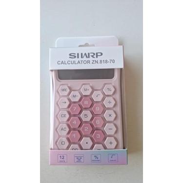 Imagem de Calculadora Científica Hexagonal, Design Rosa, Teclado Numérico com Funções Matemáticas