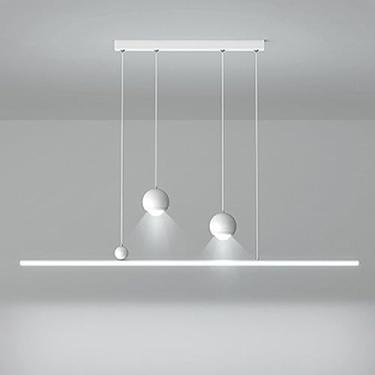 Imagem de Luminária pendente linear LED, lustre de tira longa, luminária minimalista de teto suspensa com holofote, luminária pendente para mesa de jantar, luminária para ilha de cozinha, escritório e