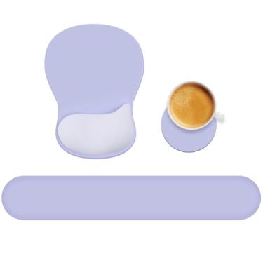 Imagem de Mouse pad de 3 peças com suporte de pulso, teclado ergonômico de gel descanso de pulso e mousepad com suporte de pulso, base de silicone antiderrapante, digitação fácil, alívio da dor, conforto para