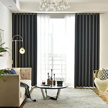 Imagem de Cortina blackout para sala de estar, cortinas de janela de cetim com ilhós, cortinas de janela de privacidade com isolamento térmico para quarto 1 painel - cinza escuro 270 x 270 cm