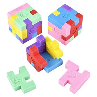 Imagem de The Dreidel Company Borracha de cubo de quebra-cabeça colorido, borrachas de lápis em miniatura, material escolar, brain teasers lembrancinha de festa (pacote com 12)