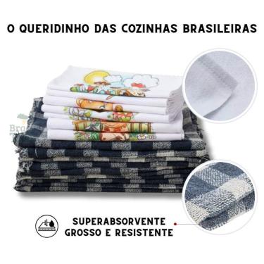 Imagem de 4 Panos Prato Pé Galinha + 4 Panos De Chão Xadrez Multiuso