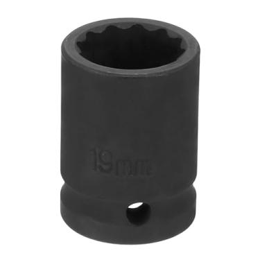 Imagem de Soquete de impacto de 12 pontos 1/2 polegada 19 mm métrico Cr-V soquete de impacto raso porca chave chave chave de chave para reparo de automóveis