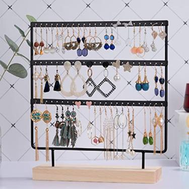 Imagem de Generic Rack de Exibição de Brincos, Suporte de Joias, Decoração de 3 Camadas, Material de Ferro Prático, Estilo Elegante para Shopping (Preto)