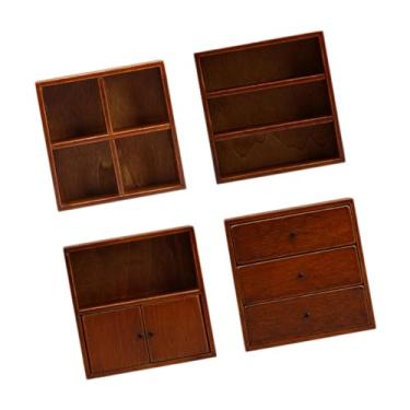 Imagem de YIJU Conjunto de armários para casa de bonecas, 4 peças, escala 1:12, acessórios para casa de bonecas, jogo de faz de conta, decoração, móveis para de