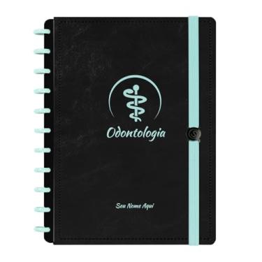 Imagem de Caderno De Disco Iscool Inteligente Personalizado 80 Folhas Profissões Preto Verde Oceano Odontologia Grande G