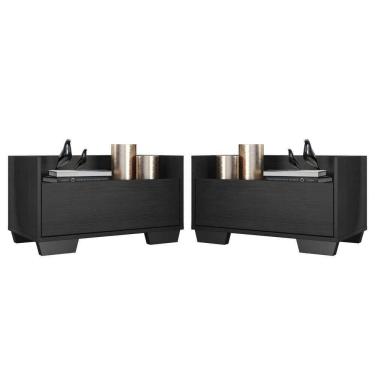 Imagem de Kit Com 2 Mesas De Cabeceira 80Cm Multimóveis V4003 Preta Preto