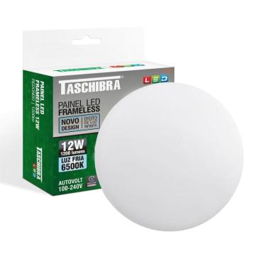 Imagem de Painel De Led Frameless Redondo Embutir/sobrepor 12w Bivolt Taschibra 6500k Luz Fria