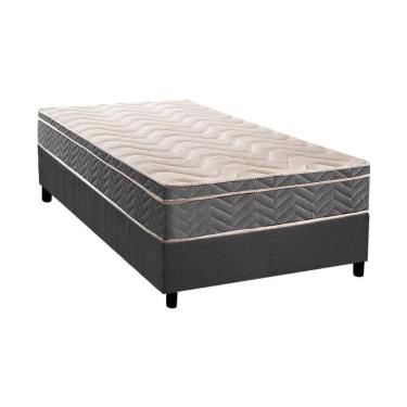 Imagem de Cama Box Solteiro: Colchão Espuma D45 Paropas Anatômico Confort Mega Firme + Base Crc Suede Gray (88x188)