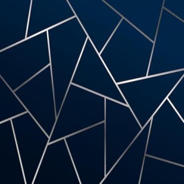 Imagem de Quadro Decorativo Moderno Geométrico Luxo com Detalhes em Prata para Sala e Escritório 50x50cm