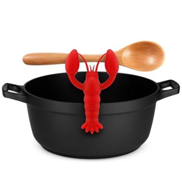 Imagem de Suporte de colher de lagosta, suporte de panela de silicone, suporte de espátula resistente ao calor, clipe forte, antiderramamento, utensílio de cozinha, presente engraçado para amantes de