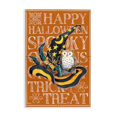 Imagem de Stupell Industries Arte de placa de parede com frases de chapéu de bruxa e coruja, design de Paul Brent, 15 x 10