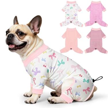 Imagem de Bienbee Pijamas para cães, 4 peças, pijamas macios e elásticos para cães, fantasia para cães pequenos, médios e grandes, meninos e meninas (conjunto rosa) - G