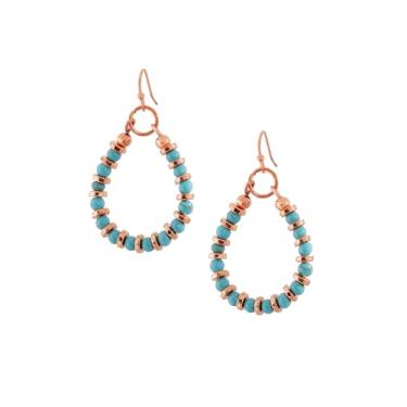 Imagem de MINACHI Brincos de argola turquesa com contas boêmias, joias pendentes leves feitas à mão para mulheres