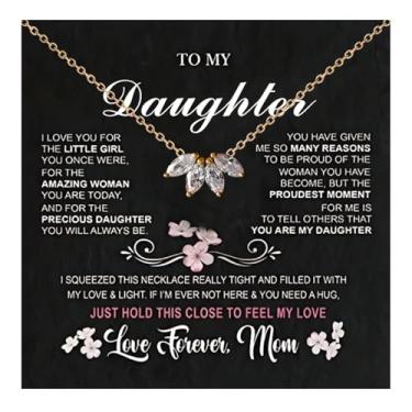 Imagem de Embtrem Colar de filha com flores douradas para mulheres, colar para filha da mãe, presentes inspiradores para mulheres, Zinco, Sem Pedra Preciosa