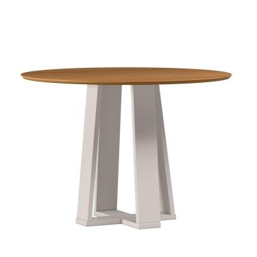 Imagem de Mesa De Jantar Para 4 Lugares 1,00m Tampo Redondo Em Mdf Isabela Off White/ypê - New Ceval