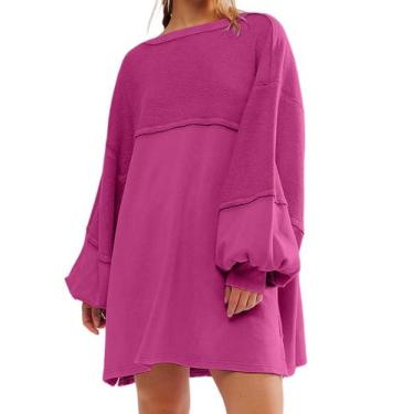 Imagem de Vestido de moletom feminino DURUNUL de grandes dimensões em algodão ro