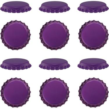 Imagem de Tampas Pry-Off coloridas para garrafa de cerveja, pacote com 12 [Escolha sua cor] - Absorção de oxigênio, cortiça com selo de coroa de 26 mm, Kombucha/Homebrew, sem PVC (roxo)