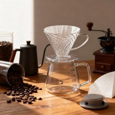 Imagem de iCoffee Cafeteira Filtro V60 02 Coador de Cafe Vidro 600ml