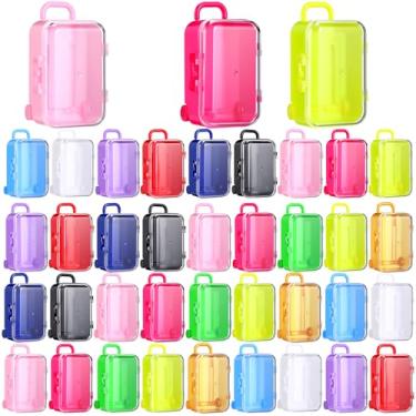 Imagem de Leinuosen Mini mala, caixa de presente de festa de Natal 7 x 5 x 3 cm, mini mala de viagem de plástico para casamento (36 peças)