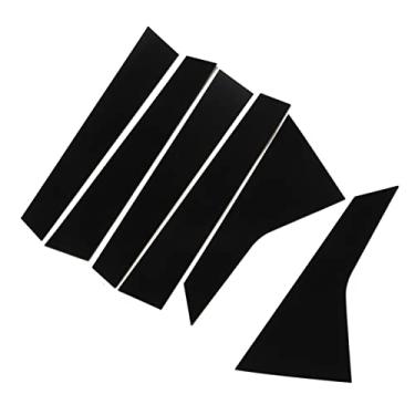 Imagem de Postes de Pilar de Janela Guarnição de Porta Automotiva Molduras 6 PCS Guarnição de Janela de Carro Preto Brilhante Superfície Leve Janela Tira Adesivo Substituição para 2022