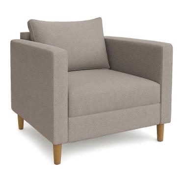Imagem de Poltrona Decorativa Helena Linho Pés Madeira Capuccino