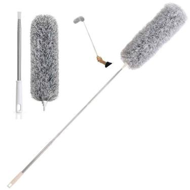 Imagem de Espanador Dobravel Cabo Extensor Retratil Longo Alcance Teto Ventilador Teia Poeira Persiana Lavavel Limpeza Domestica