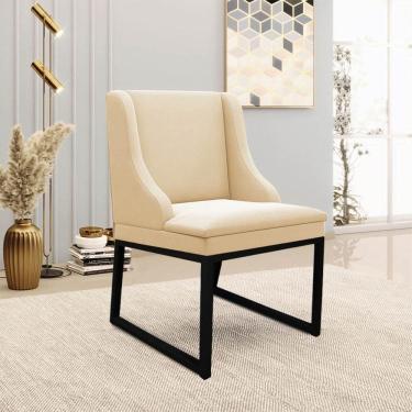 Imagem de Cadeira Sala De Jantar Industrial Preto Liz Suede D03 - D`rossi Bege