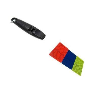 Imagem de Kit Apito 100 decibeis e Cartão de Juiz Arbitragem/Arbitro Mesário de Futebol/Futsal Profissional-Unissex