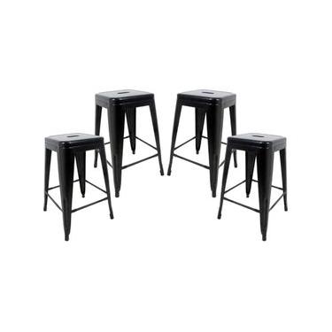 Imagem de Conjunto 4 Banquetas Médias Para Cozinha Bar Bancada Balcão Tolix Iron Industrial Preto