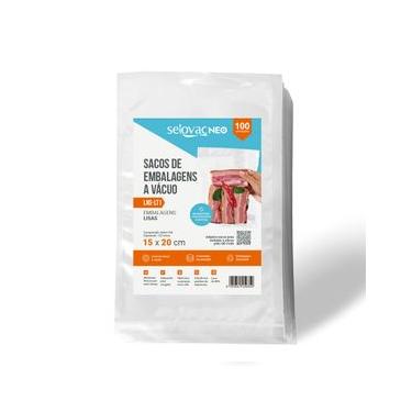 Imagem de Embalagens para Vácuo Lisa Transparente 15x20 cm Pacote c/100 unidades - Selovac